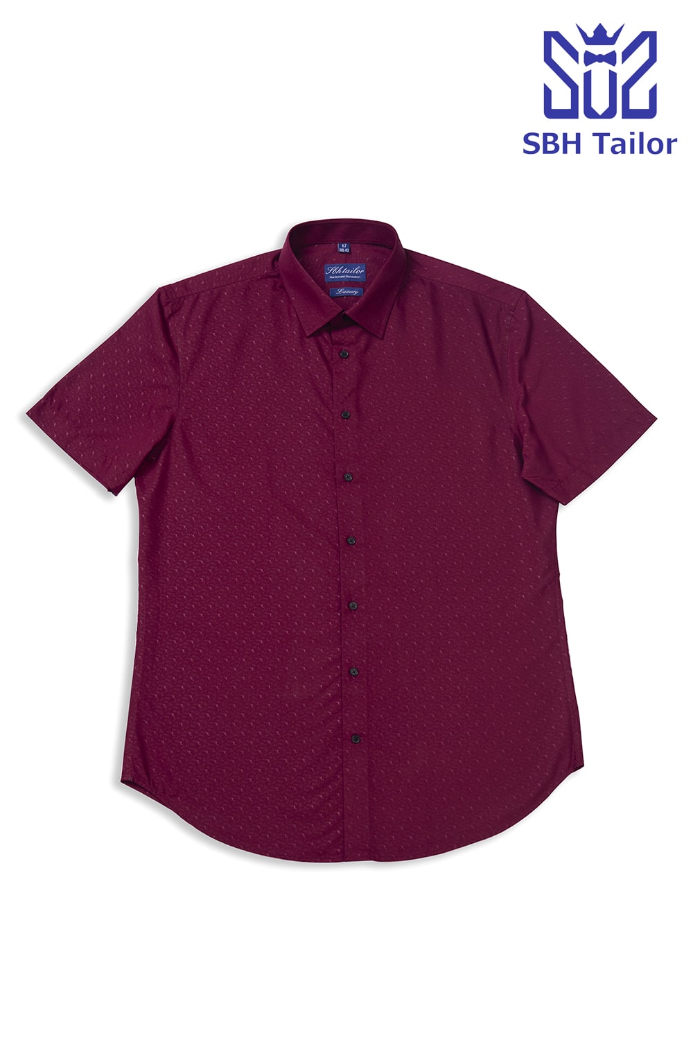 Áo sơ mi nam ngắn tay màu đỏ mận trầm, họa tiết chấm nhỏ mang sắc vintage của SBH Tailor