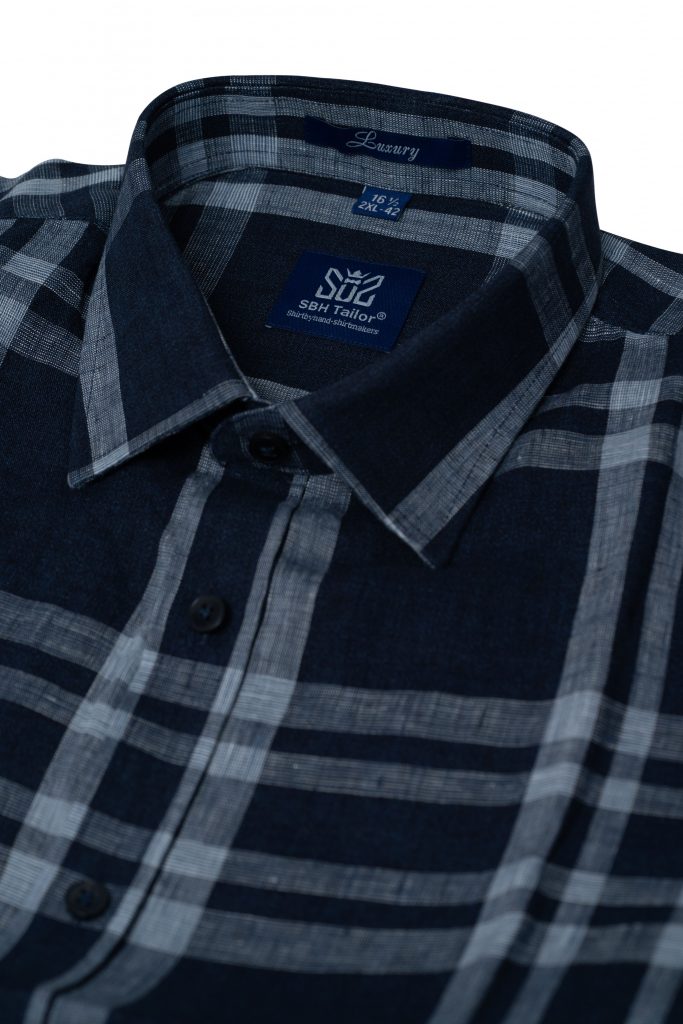 Áo sơ mi nam kẻ sọc may đo tại SBH Tailor, sọc chạy khớp trên thân áo
