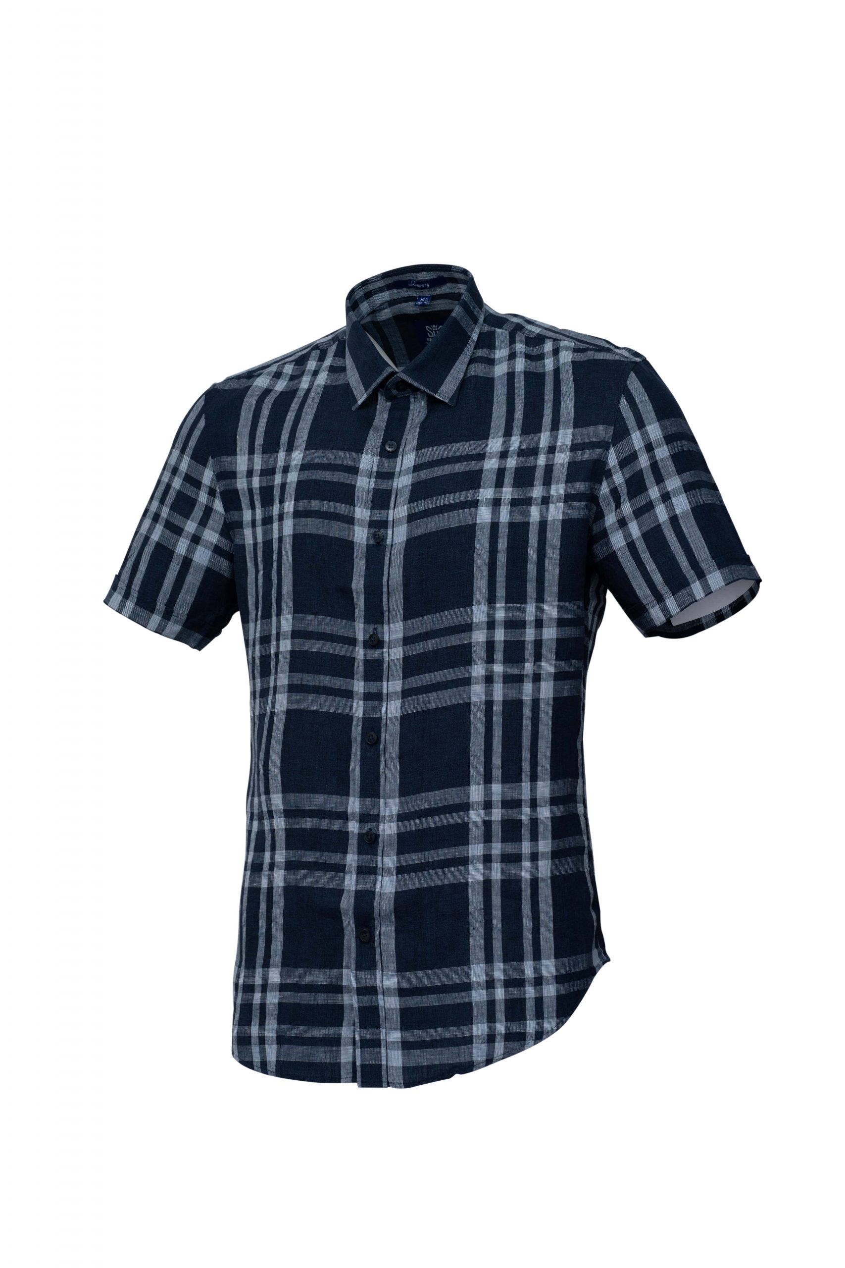 Áo sơ mi caro nam nền trắng lên form chuẩn, may đo tại SBH Tailor