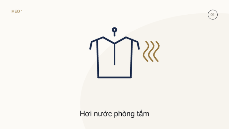 Minh họa mẹo là phẳng áo sơ mi bằng hơi nước phòng tắm — treo áo, mở vòi sen nước nóng