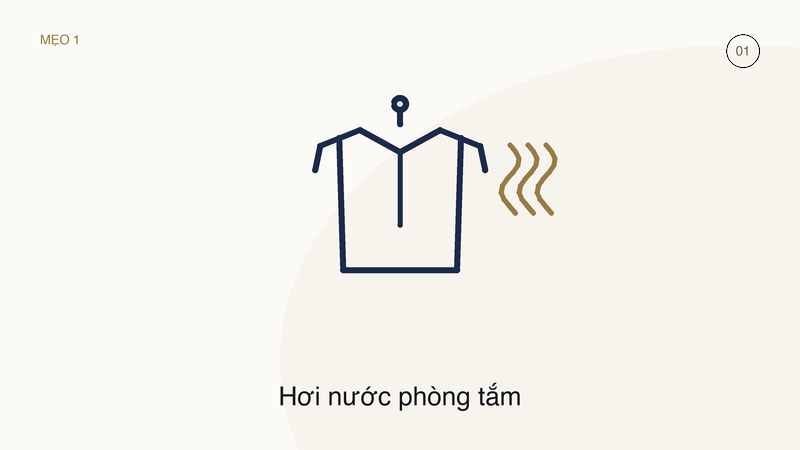 Minh họa mẹo là phẳng áo sơ mi bằng hơi nước phòng tắm — treo áo, mở vòi sen nước nóng